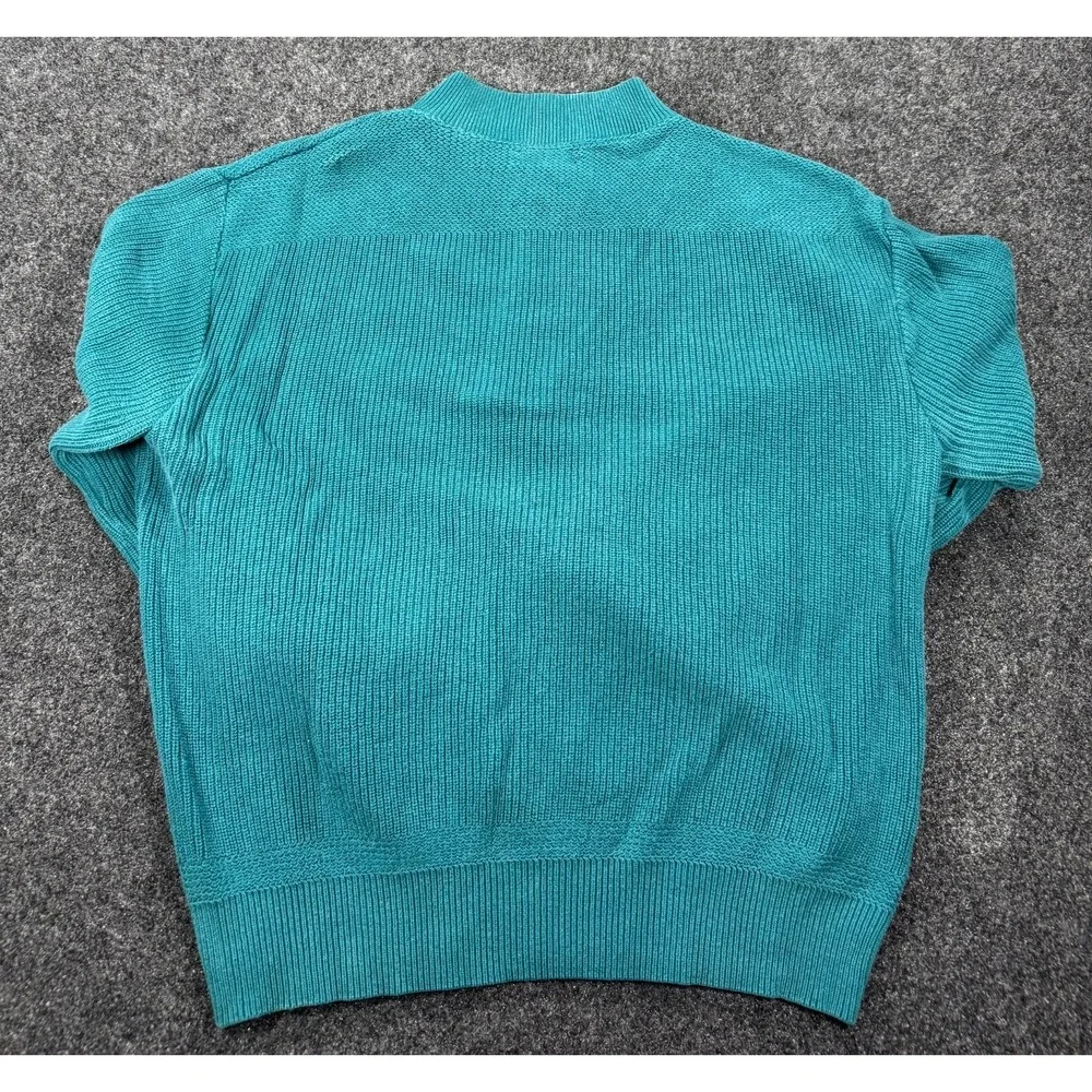 VTG 90s L.L. Bean Freeport Maine Cotton Knit Sweater Mens M Teal Made USA